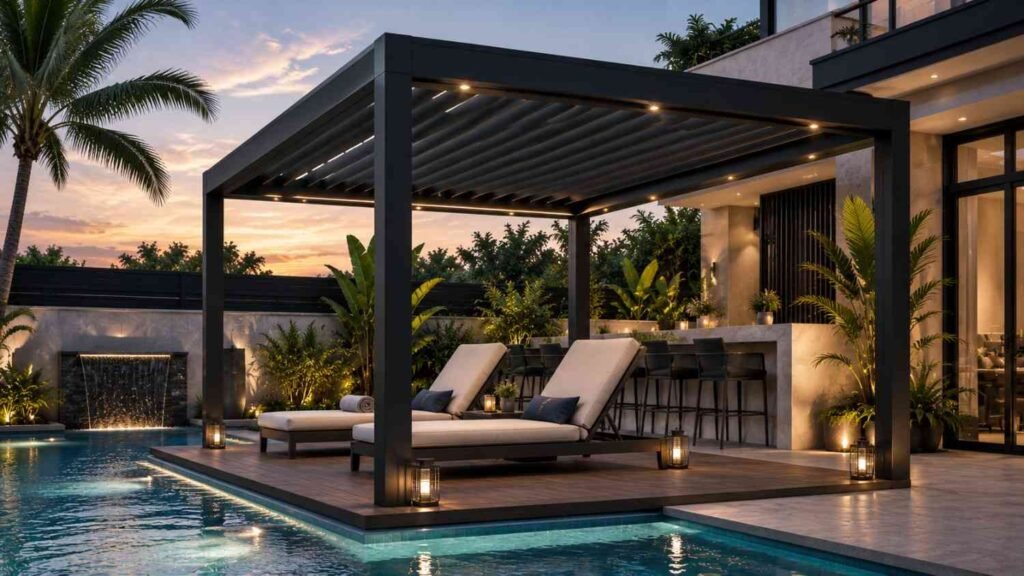 Poolside pergola