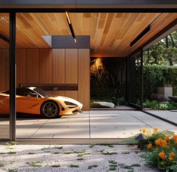 A sunlit car garage with a minimalist aesthetic   AI generated illustration